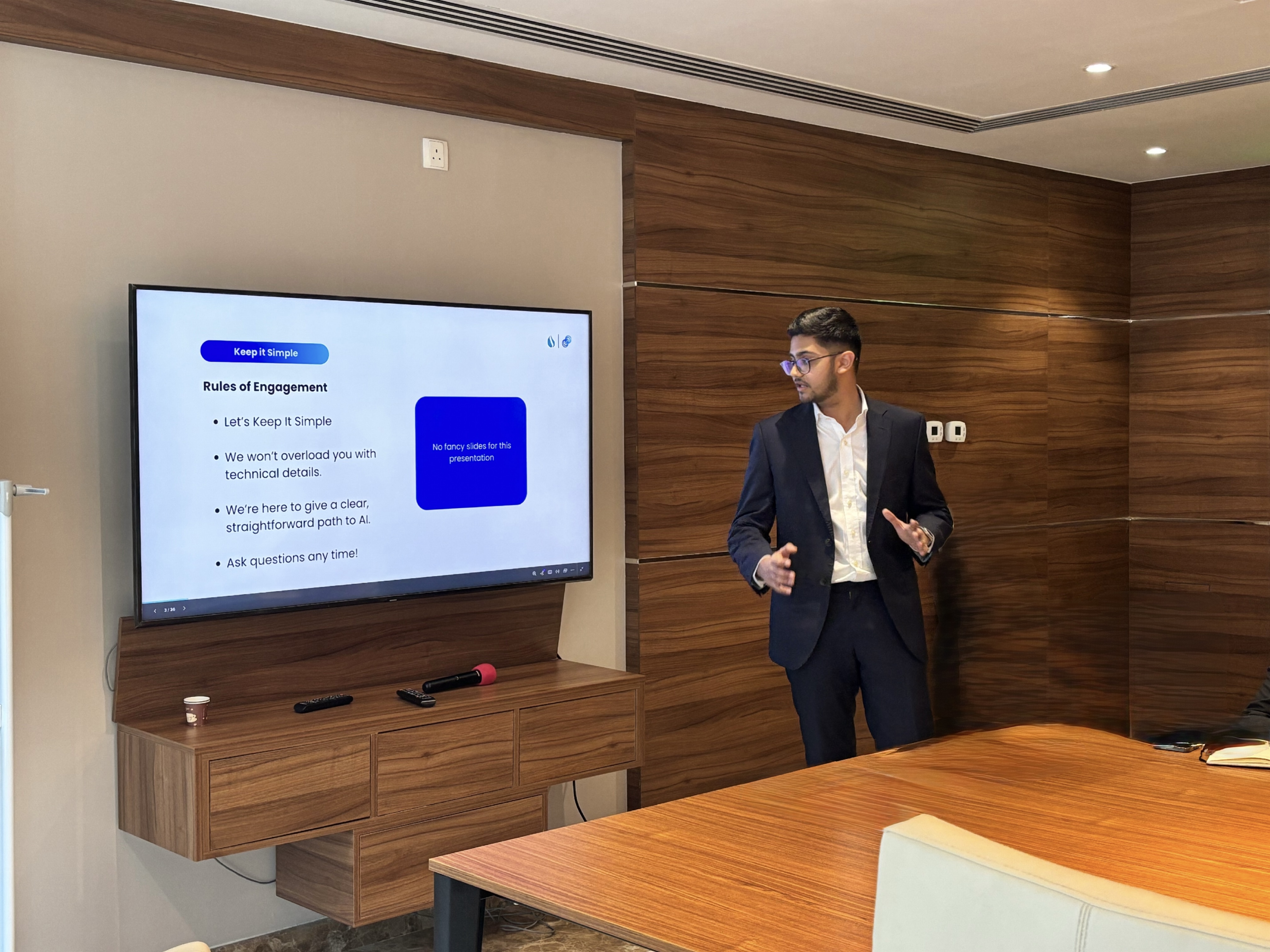 Saachin Bhatt walking a room through the path to AI