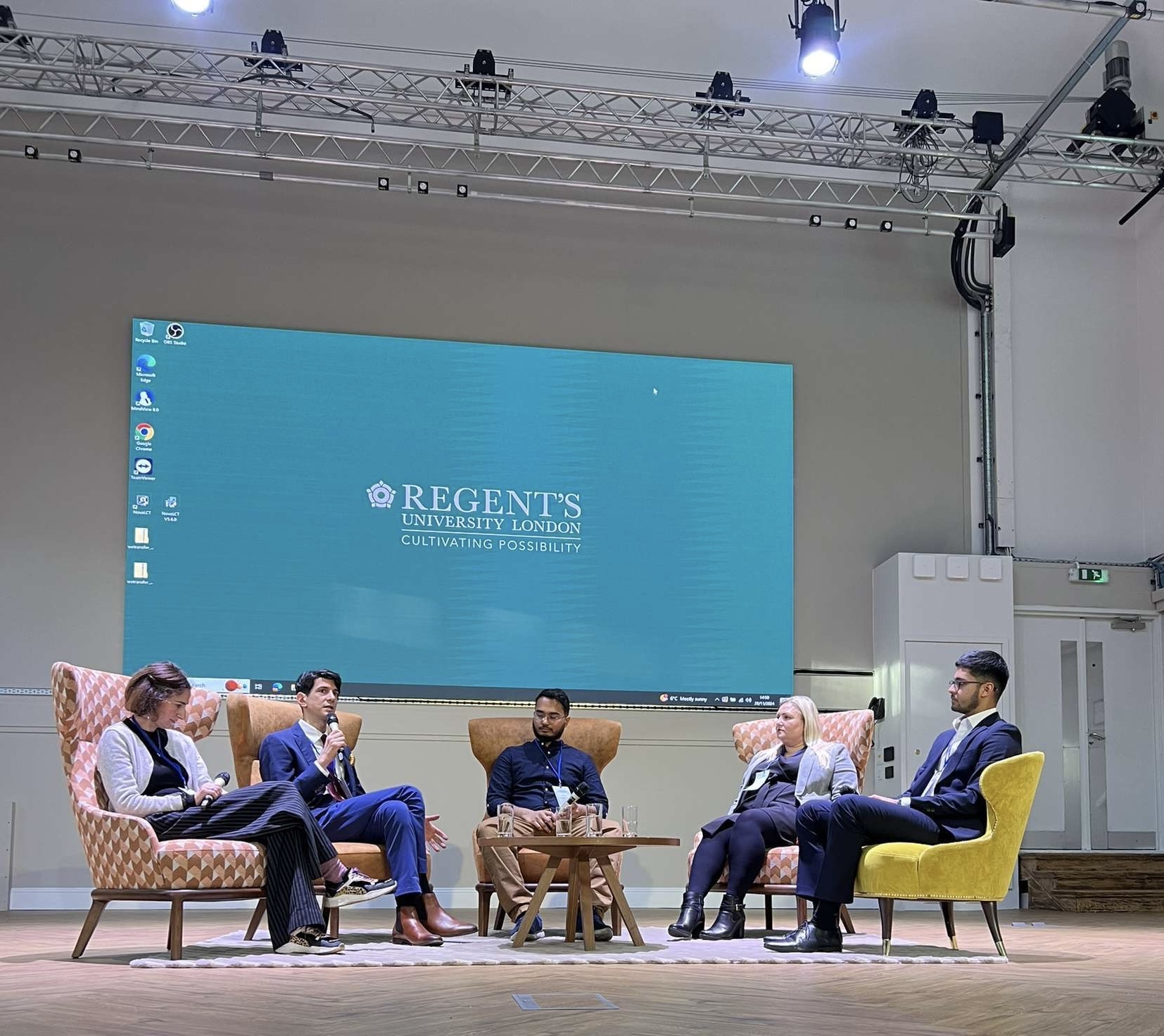 Saachin Bhatt on a panel at Regent's University London